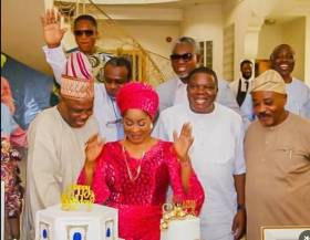 Senator Amosun Turns Up Romance As Wife, Olufunso, Shines At 59