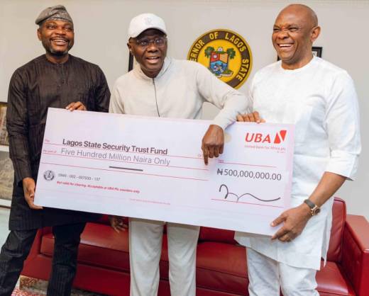 UBA Donates N500 Million to Lagos State Security Trust Fund, Pledges Support for State’s Effort at Improving Security