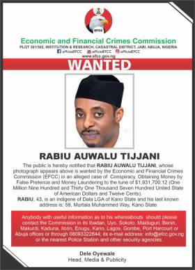 Rabiu Auwalu Tijjani: Man Declared Wanted By EFCC Over $1.9m Fraud Fights Back